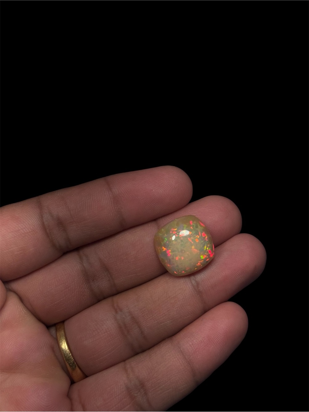 13.93 Ct Natural Ethiopian Opal Square Cabochon Certified Play of Color